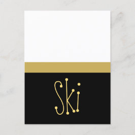 SKI Whimsical Fun Zwart Hoge Wit Kleur Blok Feestdagenkaart
