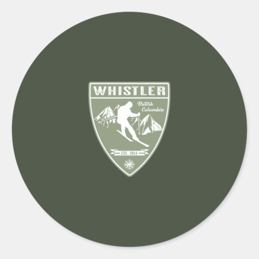 Ski Whistler British Columbia Ronde Sticker (Voorkant)