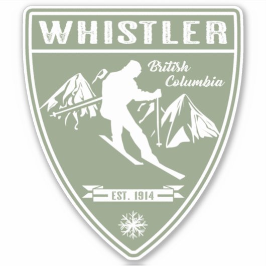 Ski Whistler British Columbia Sticker (Voorkant)