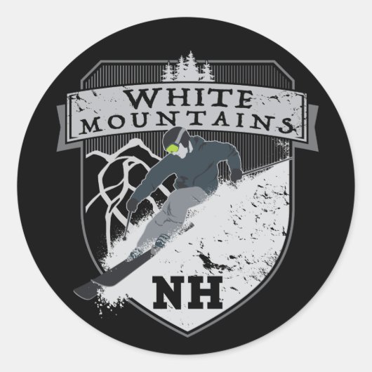 Ski White Mountains, NH Ronde Sticker (Voorkant)