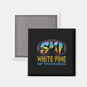 Ski White Pine Wyoming Skiing Vacation Magneet (Voorkant / Achterkant)