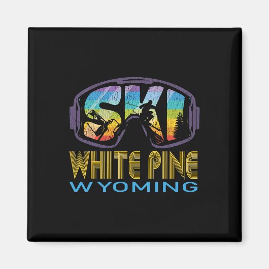Ski White Pine Wyoming Skiing Vacation Magneet (Voorkant)