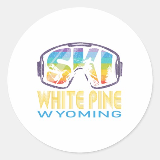Ski White Pine Wyoming Skiing Vacation  Ronde Sticker (Voorkant)