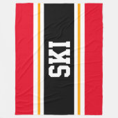 SKI Wide Helder Rood Zwart Geel Racing Stripes Fleece Deken (Voorkant)