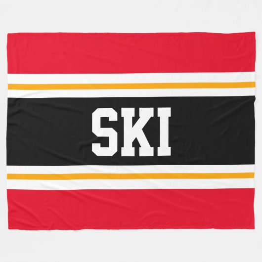 SKI Wide Helder Rood Zwart Geel Racing Stripes Fleece Deken (Voorkant (Horizontaal))