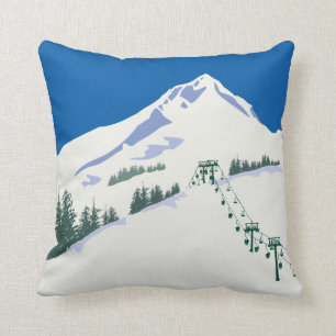 Ski Winter Scene Pillow Kussen