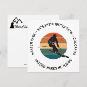 Ski Winterpark, Colorado - Man Skier, Zwart Tekst Feestdagenkaart (Voorkant / Achterkant)