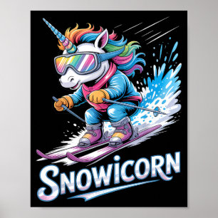 Ski wintersport skiër grappig skiën eenhoorn  poster