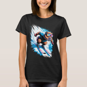 Ski wintersport skiër grappige ski capybara t-shirt