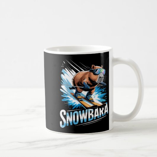 Ski wintersport skiër grappige skicapybara koffiemok (Rechts)