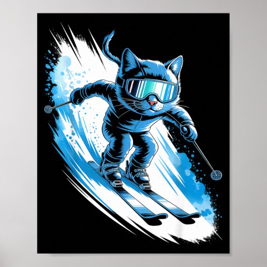 Ski wintersport skiër grappige skicat  poster (Voorkant)