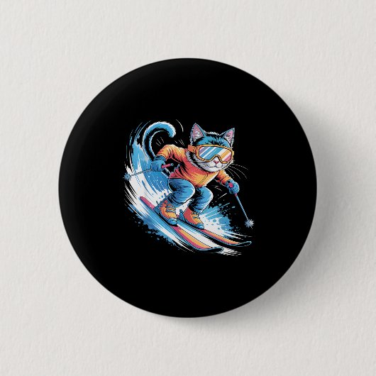 Ski wintersport skiër grappige skicatte  ronde button 5,7 cm (Voorkant)