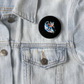 Ski wintersport skiër grappige skicatte  ronde button 5,7 cm (In situ)