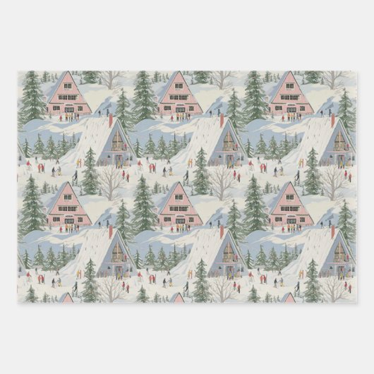 Ski Wrapping Paper Flat Sheet Set of 3 (Voorkant 3)