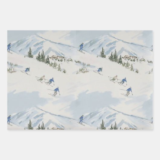 Ski Wrapping Paper Flat Sheet Set of 3 (Voorkant 2)