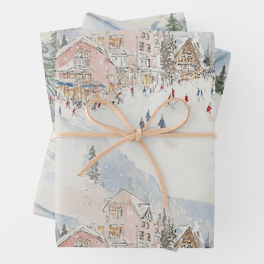 Ski Wrapping Paper Flat Sheet Set of 3 (In situ)