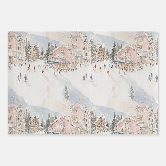 Ski Wrapping Paper Flat Sheet Set of 3 (Voorkant)