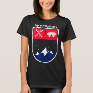Ski Wyoming Mountain Skiën Trail Skier Goggle Pol T-shirt