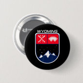Ski Wyoming Mountain Skiing Trail Skier Goggle Pol Ronde Button 5,7 Cm (Voorkant /achterkant)
