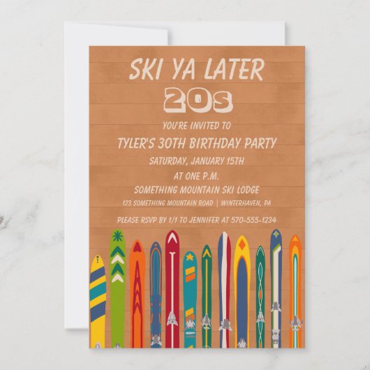 Ski Ya Later Any Decade Retro Skiing Birthday Kaart (Voorkant)