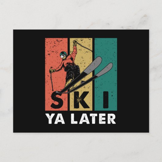Ski Ya Later Retro Skier Winter Sports Skiing Gift Briefkaart (Voorkant)