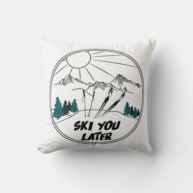 Ski you Later Funny Ski Pun Kussen (Voorkant)