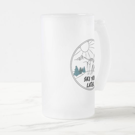 Ski you Later Funny Ski Pun Matglas Bierpul (Voorkant rechts)