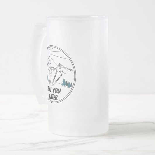 Ski you Later Funny Ski Pun Matglas Bierpul (Voorkant links)