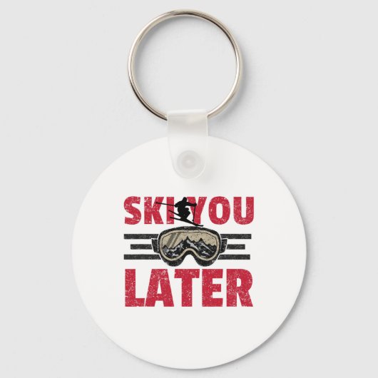Ski You Later Grappige Skiloper Koele Snowboarder Sleutelhanger (Voorkant)