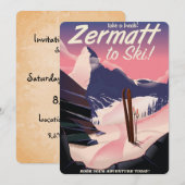 Ski Zermatt retro vakantieposter Kaart (Voorkant / Achterkant)