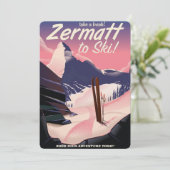 Ski Zermatt retro vakantieposter Kaart (Staand voorkant)