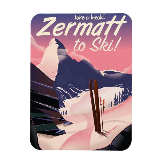 Ski Zermatt retro vakantieposter Magneet (Verticaal)