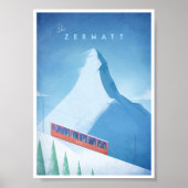Ski Zermatt Vintage Travel Poster (Voorkant)
