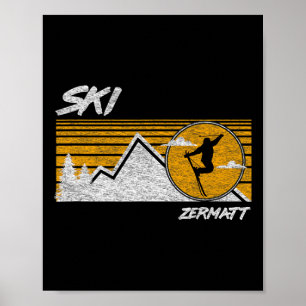 Ski Zermatt Zwitserland Retro Skieën T-shirt Poster