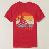 Ski Zermatt, Zwitserland Retro Snow Skiing T-shirt (Design voorkant)