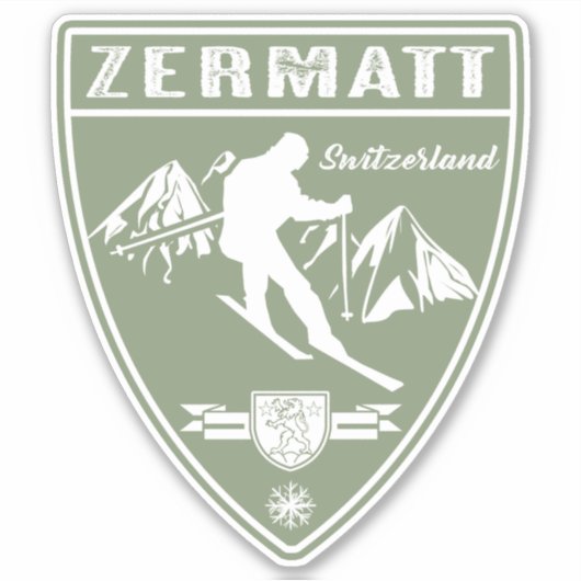 Ski Zermatt Zwitserland Sticker (Voorkant)