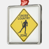 Ski-zone voor landen over land metalen ornament (Links)