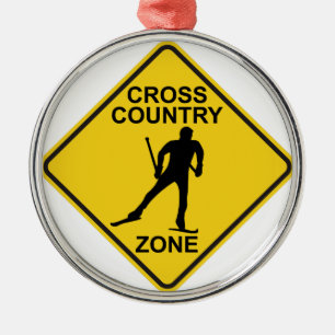 Ski-zone voor landen over land metalen ornament