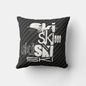 Ski; zwarte en donkergrijze strepen kussen (Achterkant)