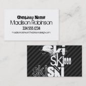Ski; zwarte en donkergrijze strepen visitekaartje (Voorkant / Achterkant)