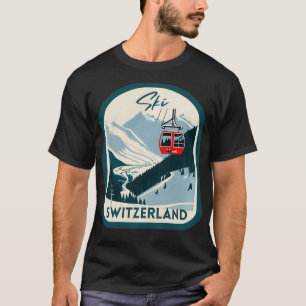 Ski Zwitserland Retro stijl Zwitserse skiën T-shirt