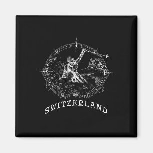 Ski Zwitserland Vintage Sneeuw Skiën Vakantie Magneet