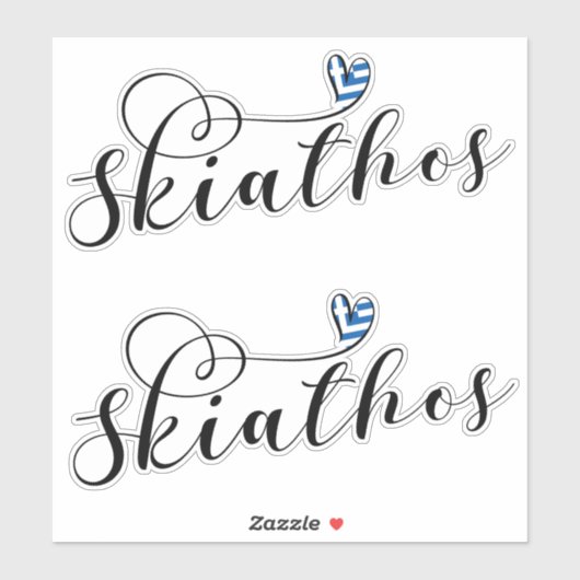 Skiathios hart met Griekse vlag Sticker (Vel)