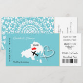 Skiathos bruiloft bestemming ticket instapkaart kaart (Voorkant / Achterkant)