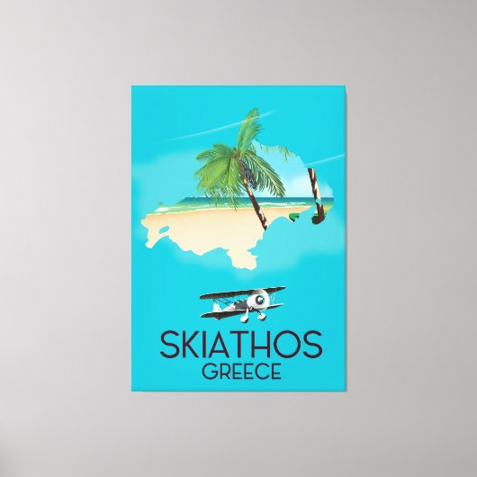 Skiathos Griekenland reisposter Canvas Afdruk (Voorkant)