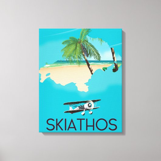Skiathos Griekenland reisposter Canvas Afdruk (Voorkant)