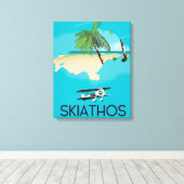 Skiathos Griekenland reisposter Canvas Afdruk (Insitu (Houten vloer))