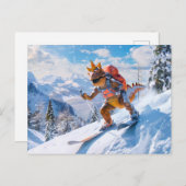 Skiavontuur in de Alpen Feestdagenkaart (Voorkant / Achterkant)