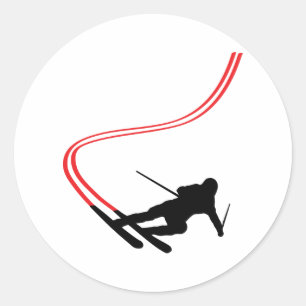 skibaan voor bergafwaarts ronde sticker