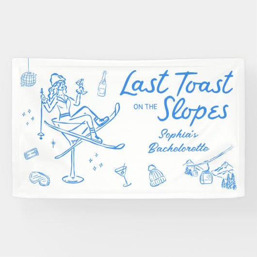 Skibachelorette Party Banner Laatste toast pistes (Horizontaal)